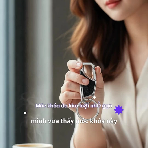 Móc Khóa Kim Loại Bọc Da Cao Cấp