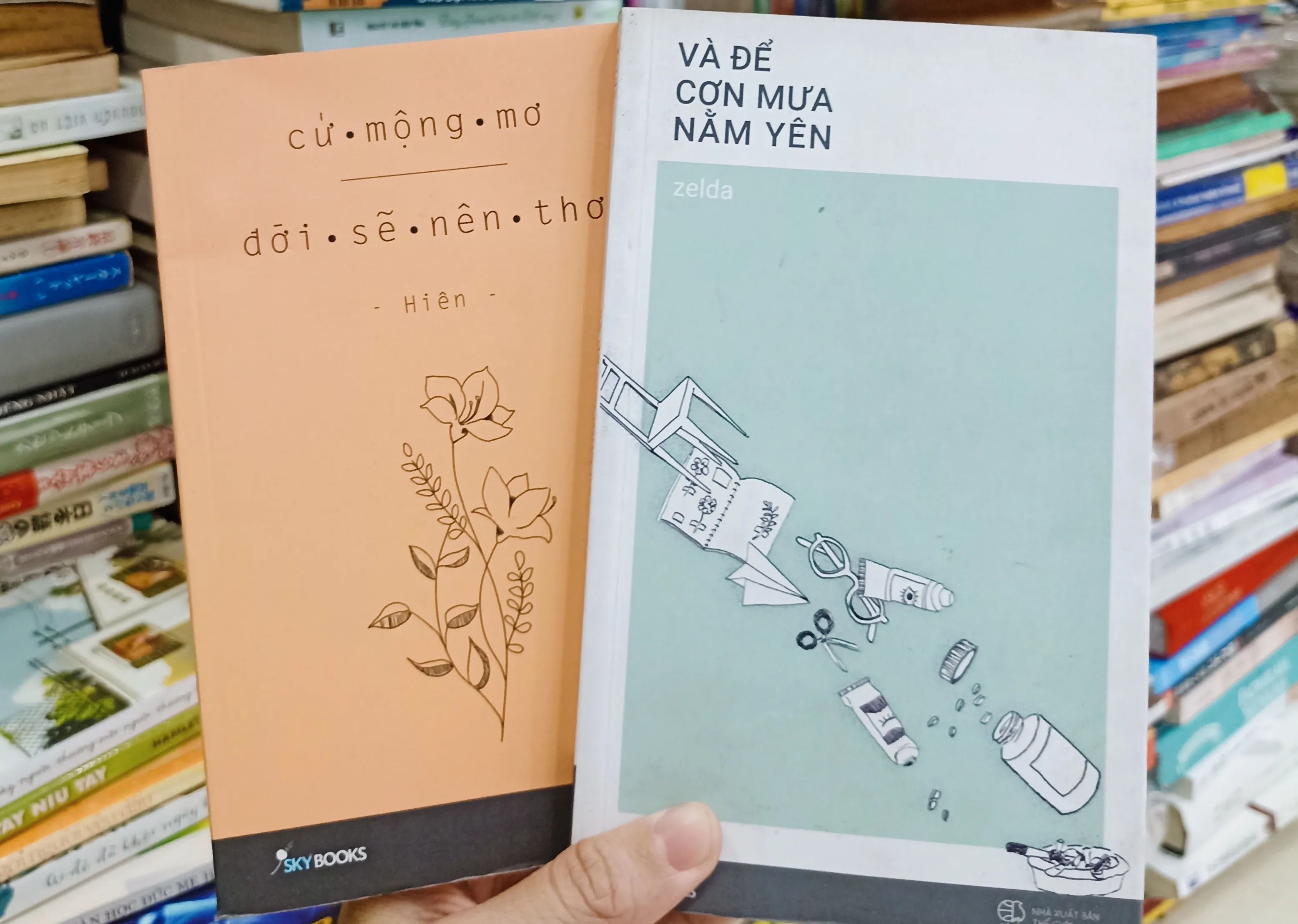 Combo:  Để cơn mưa nằm yên& cứ mộng mơ dờ sẽ nên thơ 🌻 by  - Sách Book Cover - Ngọc Hiển Books