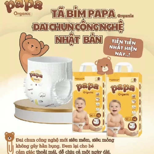 Tã bỉm Papa organic công nghệ Nhật bịch 50  miếng size S đến 5XL 215550