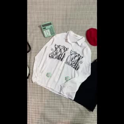 Sơ mi thêu hình mèo 2hand 405656