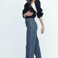 Quần jean suông lưng cao hiệu H&M - hàng Auth 713335