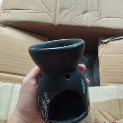 Đèn xông tinh dầu gốm sứ trang trí hình bông lúa màu đen 753602