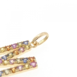 K18YG Chữ cái M Mặt dây chuyền Sapphire 0.35CT - Hàng hiệu Chính hãng 863078