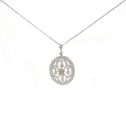 K18WG/K18YG Hoa hồng kim cương dây chuyền 0.15CT - Hàng hiệu Authentic