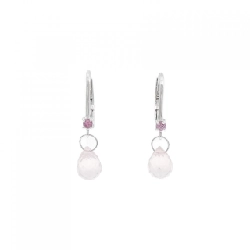 K18WG Bông tai đá hồng ngọc - Hàng hiệu Chính hãng