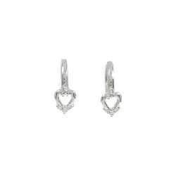 K18WG Bông tai hình trái tim kim cương 0.08CT - Hàng hiệu Chính hãng