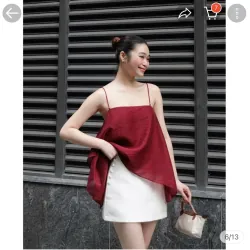 Áo dây tơ ngọc trai 3 lớp màu đỏ