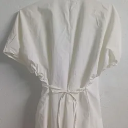 ÁO SƠ MI CỔ TRỤ TAY PHỒNG CÓ DÂY CỘT SAU - MÀU TRẮNG - FREESIZE 753734