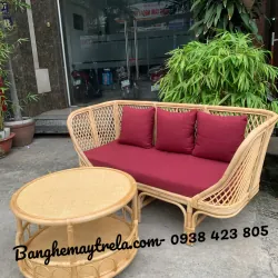 Bàn ghế sofa mây caro nhỏ gọn 715362