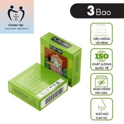 Bao cao su PlayAh Siêu Mỏng Super Invisible độ rộng 52mm Hộp 3 Cái