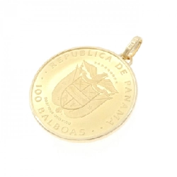 K18YG(枠) Mặt dây chuyền đồng xu - Hàng hiệu Authentic 863968