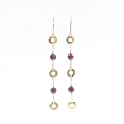 K18YG Garnet Bông tai - Hàng hiệu Chính hãng