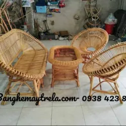 Bàn ghế mây nhỏ gọn cánh sen 562219