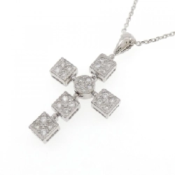 K18WG Dây chuyền kim cương chéo 0.34CT - Hàng hiệu Authentic 860140