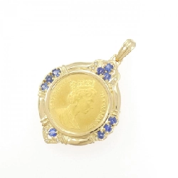 K18YG(枠) Sapphire Coin Pendant - Hàng hiệu Authentic