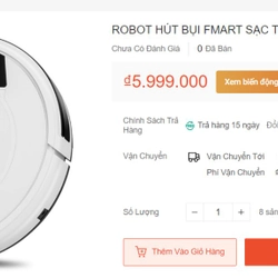 Robot Hút Bụi Lau Nhà Fmart Sạc Tự Động E-R550W - Hàng Chính Hãng 223393