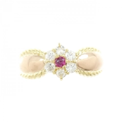 Nhẫn hoa ruby K18YG/K18PG - Hàng hiệu Authentic 852905