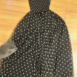Váy xòe dáng dài voan chấm bi Elise sz M mới mặc 2 lần  569297