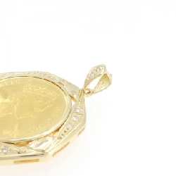 K18YG(khung) Dây chuyền đồng xu kim cương 0.07CT - Hàng hiệu Chính hãng 866869