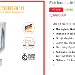Bình pha lê Nachtmann Minerva Đức 32cm 591122