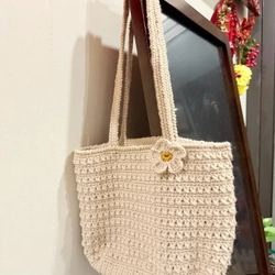 Túi tote nữ làm thủ công bằng len, túi len móc handmade thích hợp đi chơi, đi làm 523531