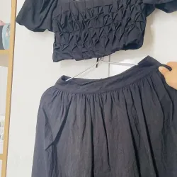 Đầm hai mảnh croptop, cocobebe, màu đen, size S 1013474