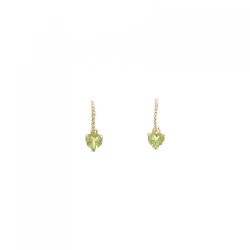 K18YG Bông tai hình trái tim Peridot - Hàng hiệu Chính hãng