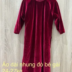 Áo dài nhung bé gái size 8 (24-27kg) màu đỏ còn tốt