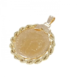 K18YG(枠) Đồng xu mặt dây chuyền - Hàng hiệu Authentic