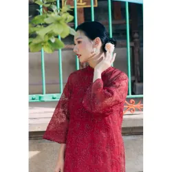 Áo dài Châu Đan - Kiểu dáng cách tân với tone đỏ 930965