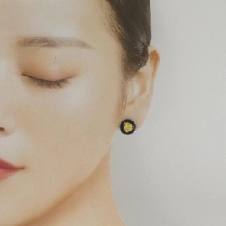 K18YG Rose Hổ phách Bông tai - Hàng hiệu Chính hãng 869532