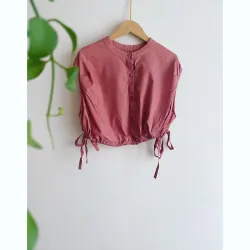 Áo croptop Nhật màu hồng vỏ đỗ