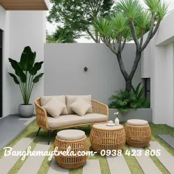 Bàn ghế sofa mây nhựa ngoài trời 558829