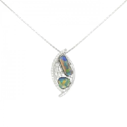 K18WG Mặt dây chuyền Opal đen 1.39CT - Hàng hiệu Chính hãng