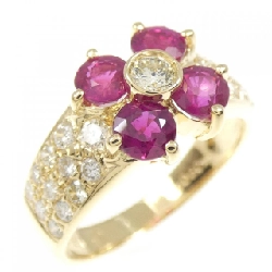 Nhẫn Ruby 750YG Hoa 1.51CT - Hàng hiệu Chính hãng