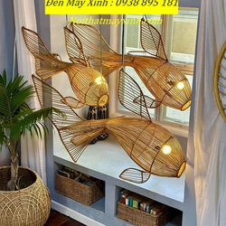 Đèn mây hình cá chính hãng ,đèn decor hình cá,đèn handmade hình cá 494582