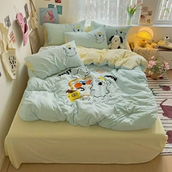 Chăn ga cotton đũi mềm hoạ tiết thêu 469579