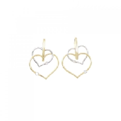 Bông tai kim cương hình trái tim K18YG/K18WG 0.07CT - Hàng hiệu Chính hãng