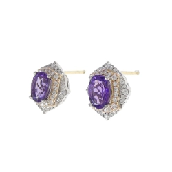 K18 Ba màu Amethyst Bông tai - Hàng hiệu Chính hãng 868465