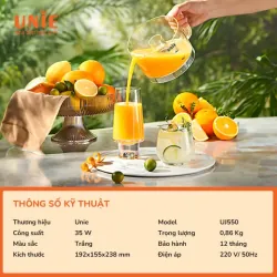 Máy vắt cam UNIE UJ550 dung tích 700ml, 5 cối ép đa dạng, dễ dàng vệ sinh 1044095