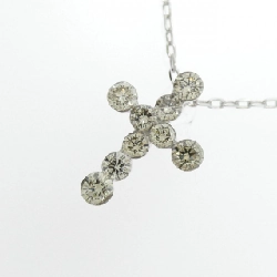 K18WG Dây chuyền kim cương chéo 0.40CT - Hàng hiệu Authentic 858326