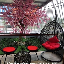 Bàn ghế mây nhựa trang trí ngoại thất 549172