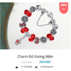 (Thanh lý chính hãng) Vòng tay trang sức bạc s925 PANDORA CHARM thương hiệu SAMMY JELWERY 182066