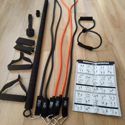 Bộ tập gym tại nhà: 5 dây kháng lực + đòn squat +  hướng dẫn tập luyện  308071