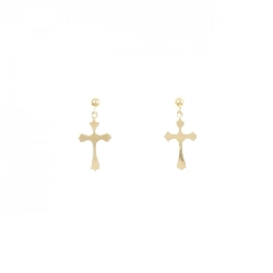 K18YG Khuyên tai hình chữ thập - Hàng hiệu Chính hãng