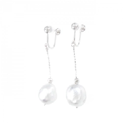 K18WG Bạc Ngọc Trai Trắng Bông Tai - Hàng hiệu Chính hãng 873141