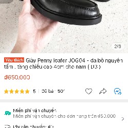 Giày da thật penny loafer JOG04 3229