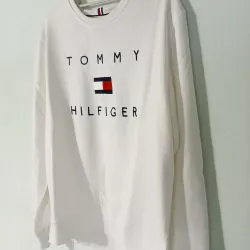 Áo sweatshirt Tommy Hilfiger trắng thêu logo 719776