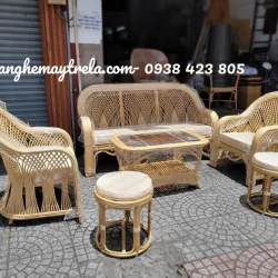 Bàn ghế mây tự nhiên cây đóng 735223