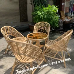Bàn ghế uống trà mây tre đan 795969